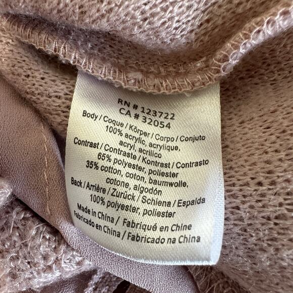 Anthropologie One September Top Small Dusty Rose Lace Feather Boho Mixed Thermal - Picture 13 of 16